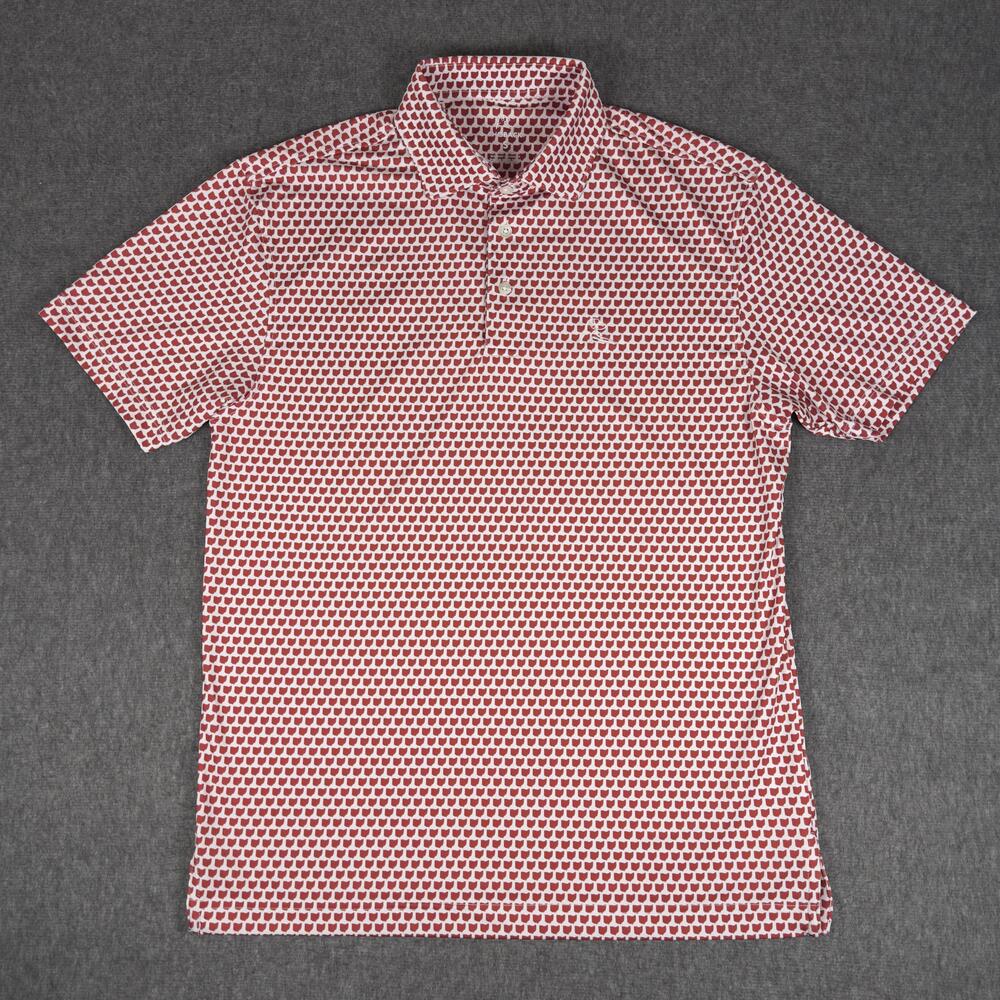 Rhoback Polo Shirt Mens Small Red Ohio AOP Golf Performance Stretch Jersey Knit